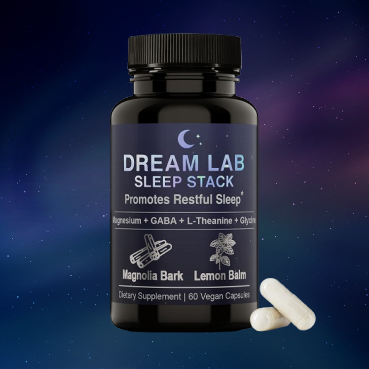 Dream Lab Sleep Stack – Natural Sleep Aid with Magnesium Glycinate, GABA, L-Theanine, Glycine, Magnolia Bark & Lemon Balm – 60 Count
