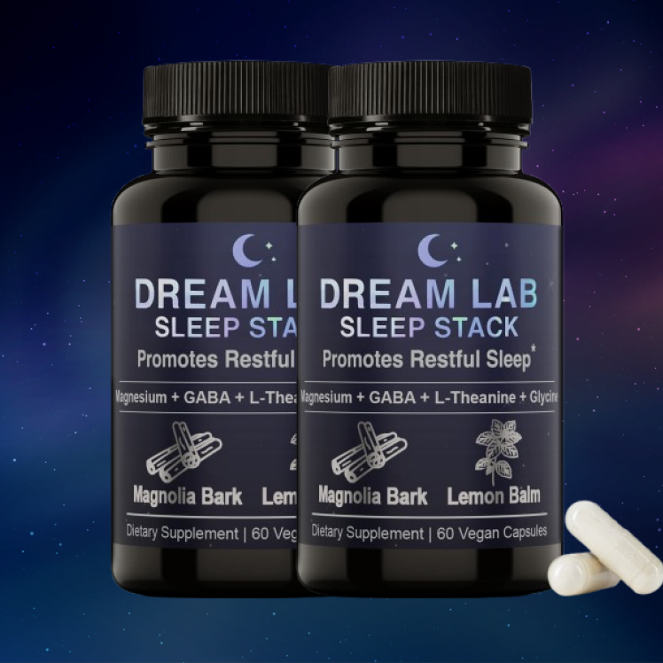 Dream Lab Sleep Stack – Natural Sleep Aid with Magnesium Glycinate, GABA, L-Theanine, Glycine, Magnolia Bark & Lemon Balm – 60 Count