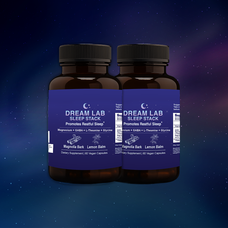 Dream Lab Sleep Stack – Natural Sleep Aid with Magnesium Glycinate, GABA, L-Theanine, Glycine, Magnolia Bark & Lemon Balm – 60 Count